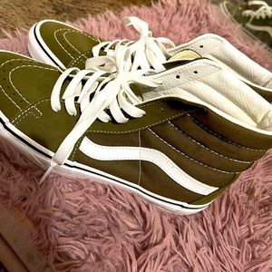 Olive green high top Vans. Great condition no box